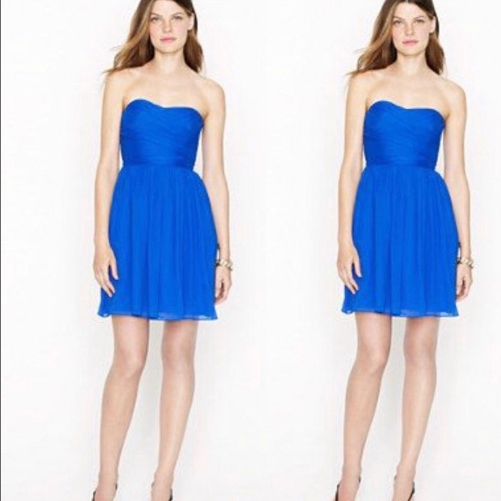 Royal blue JCrew silk chiffon Arabelle dress